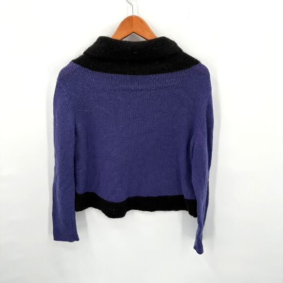 EILEEN FISHER Yak Wool Blend Turtleneck Purple Black Crop Sweater // XS - Picture 7 of 7
